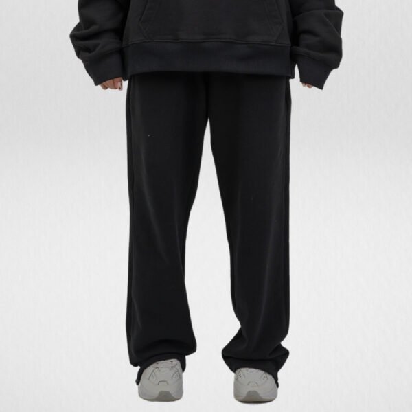 French Terry Wide leg Sweatpant-Black