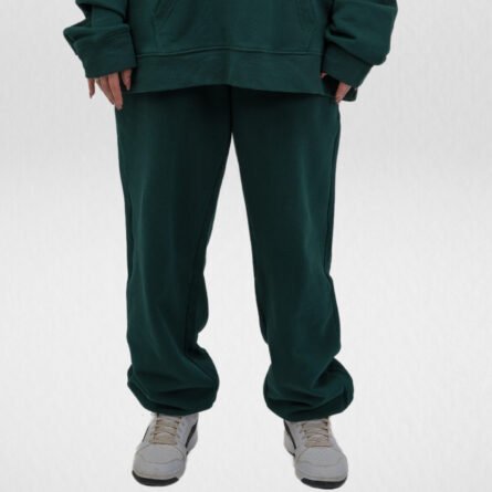 French Terry Wide leg Sweatpant-Emerald Green - Image 5
