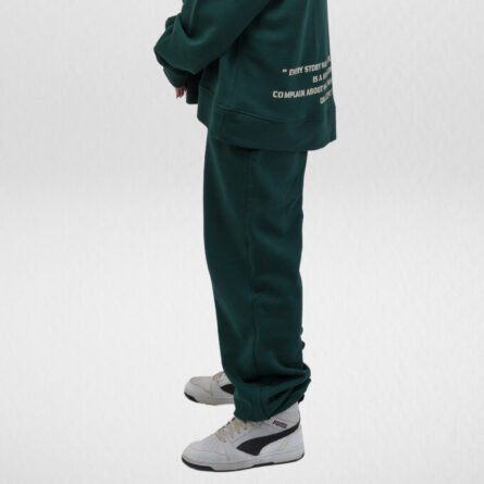 French Terry Wide leg Sweatpant-Emerald Green - Image 3