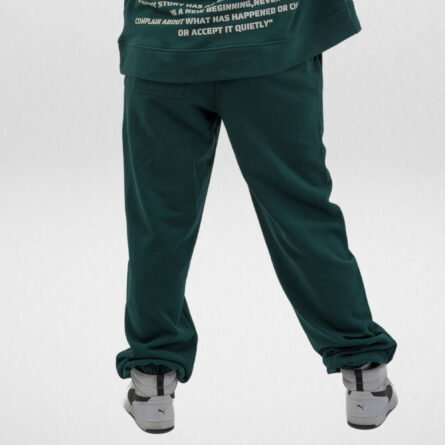 French Terry Wide leg Sweatpant-Emerald Green - Image 2