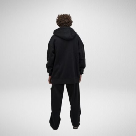 Heavy Hoodie Coat-Full Zip-Thumbhole -Black - Image 9