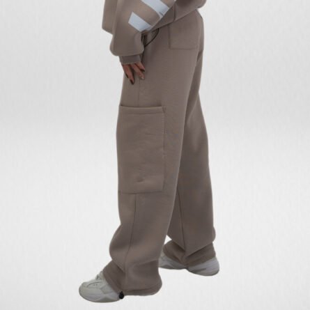 Wide leg Sweatpant-Cotton Fleece-Beige-Unbeaten - Image 4