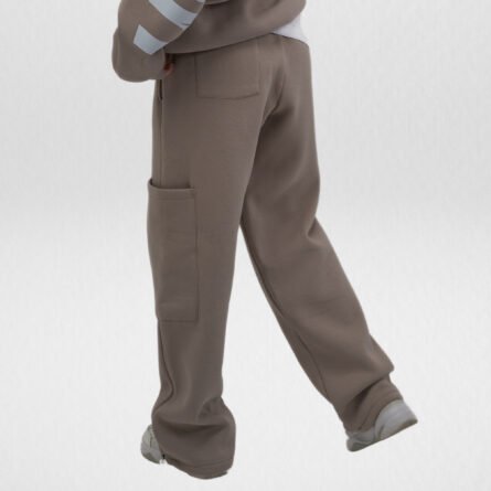 Wide leg Sweatpant-Cotton Fleece-Beige-Unbeaten