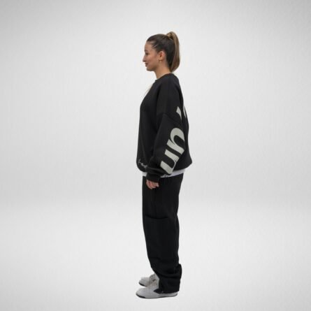 Unbeaten Crew Neck-Cotton Fleece-Black - Image 3