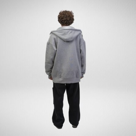 Heavy Hoodie Coat-Full Zip-Thumbhole-Gray - Image 8