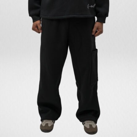 Wide leg Sweatpant-Cotton Fleece-Black-Unbeaten - Image 2
