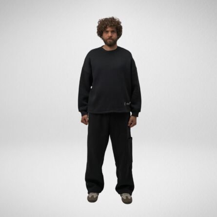 Unbeaten Crew Neck-Cotton Fleece-Black - Image 5