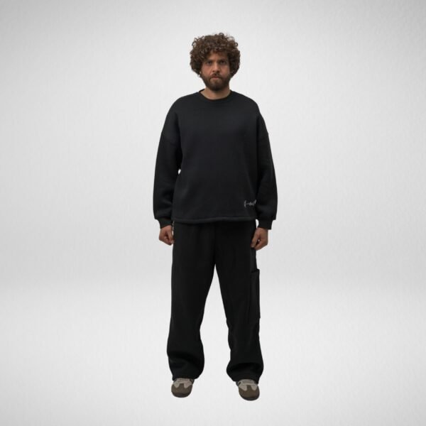 Unbeaten Crew Neck-Cotton Fleece-Black - Image 5