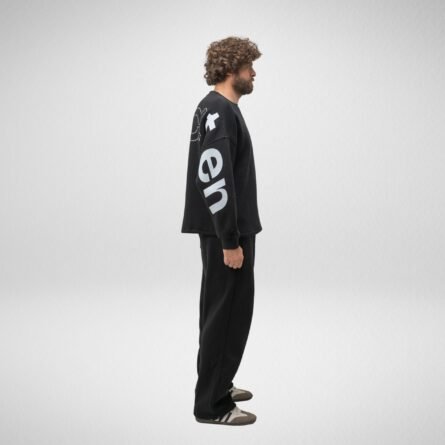 Unbeaten Crew Neck-Cotton Fleece-Black - Image 7