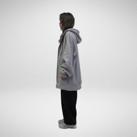 Heavy Hoodie Coat-Full Zip-Thumbhole-Gray - Image 5