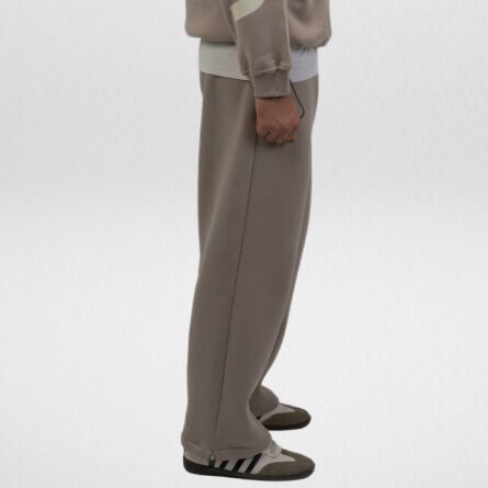 Wide leg Sweatpant-Cotton Fleece-Beige-Unbeaten - Image 3