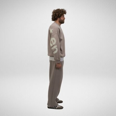Unbeaten Crew Neck-Cotton Fleece-Beige - Image 7