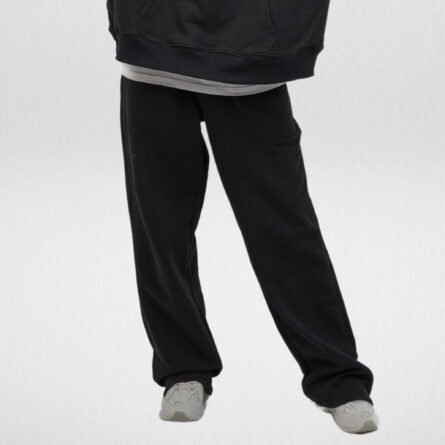 French Terry Wide leg Sweatpant-Black - Image 2